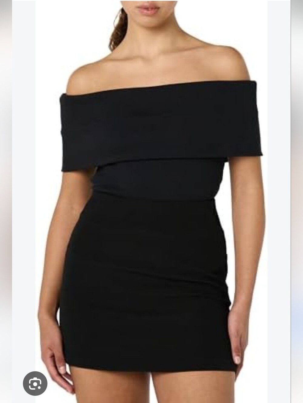 NWOT Express Black One-Shoulder Foldover Bodycon Dress Size L